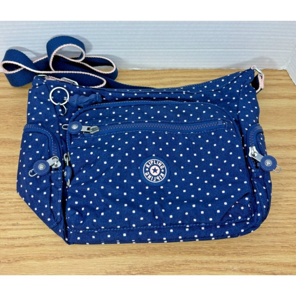 Kipling Purse -  Blue With Polka Dots - SHOULDER/CROSSBODY BAG "Soft Dot Blue"